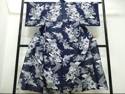 平和屋着物∴夏物　浴衣　綿絽　花舟文　綿　逸品　CABK5375ng