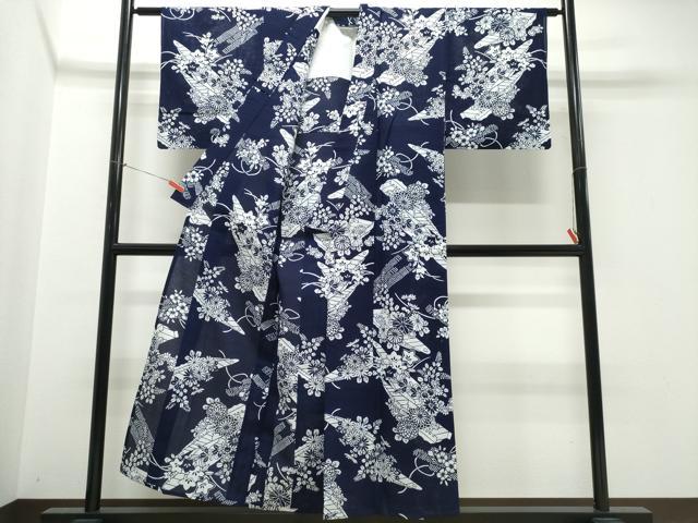 平和屋着物∴夏物　浴衣　綿絽　花舟文　綿　逸品　CABK5375ng