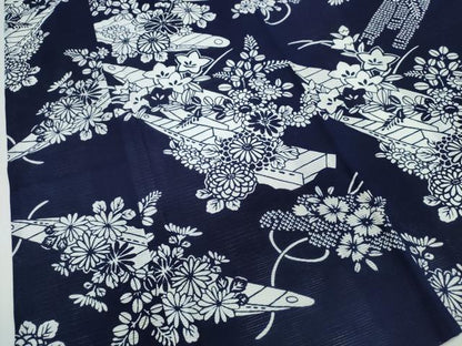 平和屋着物∴夏物　浴衣　綿絽　花舟文　綿　逸品　CABK5375ng