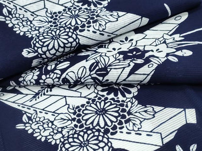 平和屋着物∴夏物　浴衣　綿絽　花舟文　綿　逸品　CABK5375ng