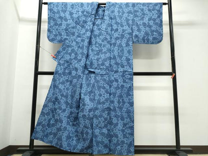 平和屋着物∴夏物　浴衣　注染　菊唐草文　綿　逸品　未使用　CABK5378ng