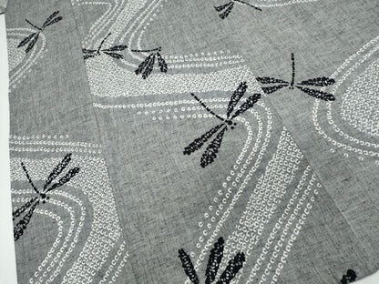 平和屋着物∴夏物　浴衣　注染　手縫い　蜻蛉　流水文　綿　逸品　CABK5379ng