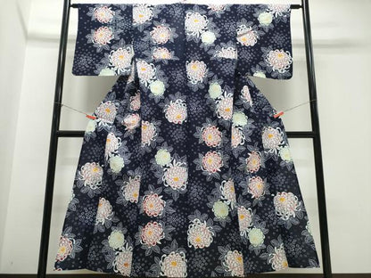 平和屋着物∴夏物　浴衣　注染　舞菊文　綿　逸品　CABK5380ng