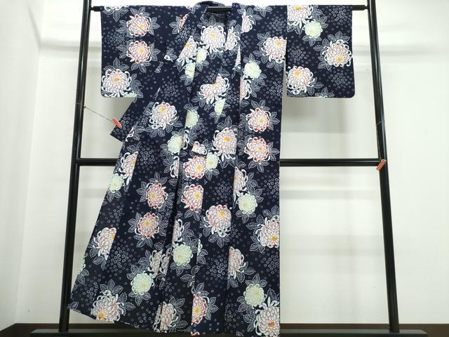 平和屋着物∴夏物　浴衣　注染　舞菊文　綿　逸品　CABK5380ng