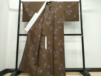 平和屋着物∴夏物　浴衣　注染　手縫い　亀甲花唐草文　綿　逸品　CABK5383ng