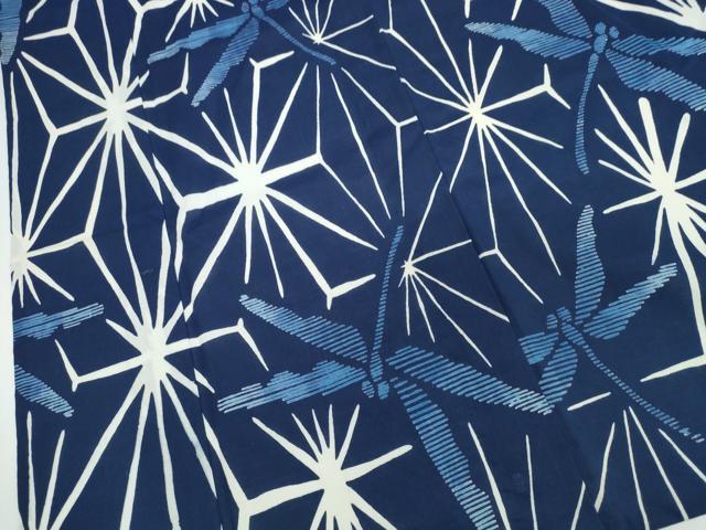 平和屋着物∴夏物　浴衣　注染　蜻蛉　麻の葉文様　綿　逸品　CABK5385ng