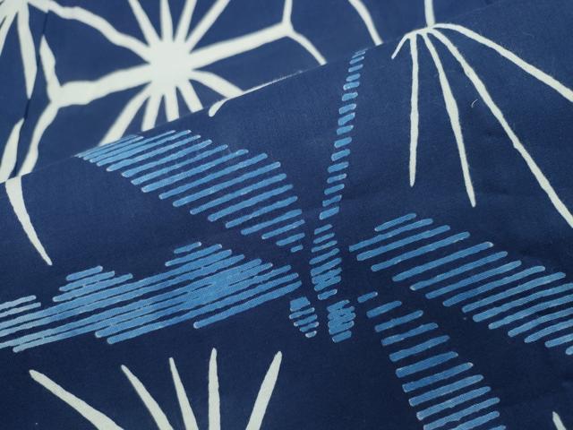 平和屋着物∴夏物　浴衣　注染　蜻蛉　麻の葉文様　綿　逸品　CABK5385ng