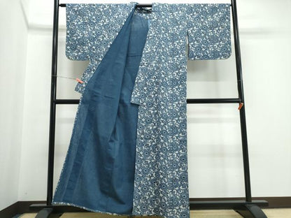 平和屋着物∴夏物　浴衣　注染　菊唐草文　綿　逸品　CABK5386ng