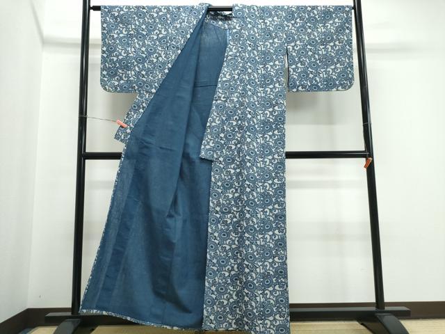 平和屋着物∴夏物　浴衣　注染　菊唐草文　綿　逸品　CABK5386ng