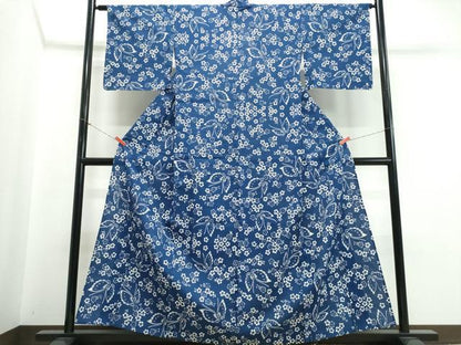 平和屋着物∴夏物　浴衣　注染　手縫い　舞蝶桜　綿　逸品　CABK5389ng