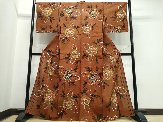 平和屋着物∴夏物　浴衣　注染　舞花文　綿　逸品　CABK5392ng