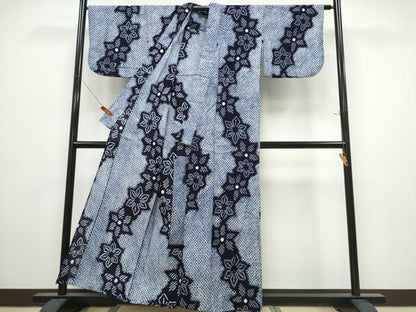 平和屋着物∴夏物　浴衣　有松鳴海絞り　舞花文　綿　逸品　CABK5394ng
