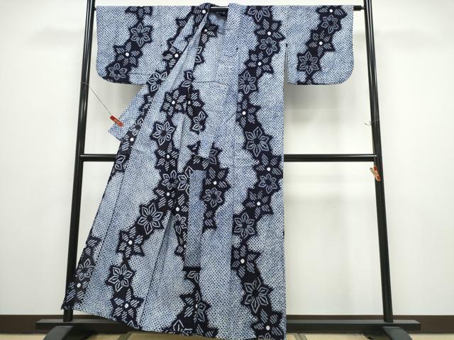平和屋着物∴夏物　浴衣　有松鳴海絞り　舞花文　綿　逸品　CABK5394ng