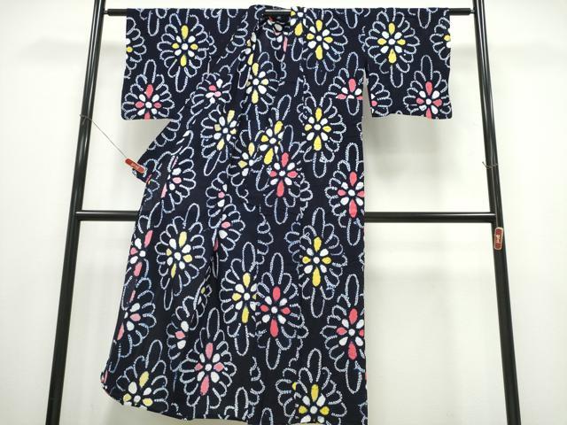 平和屋着物∴夏物　浴衣　有松鳴海絞り　花菱文　綿　逸品　CABK5395ng