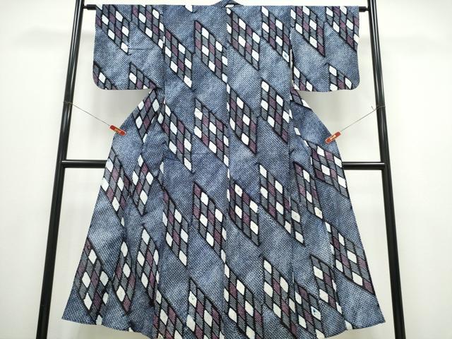 平和屋着物∴夏物　浴衣　有松鳴海絞り　菱文　綿　逸品　CABK5397ng