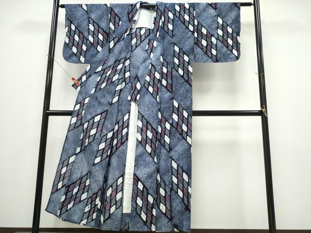 平和屋着物∴夏物　浴衣　有松鳴海絞り　菱文　綿　逸品　CABK5397ng