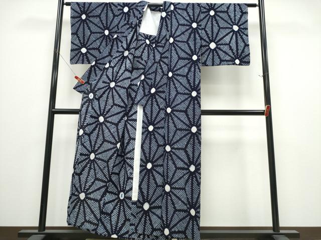 平和屋着物∴夏物　浴衣　有松鳴海絞り　麻の葉文様　綿　逸品　CABK5398ng