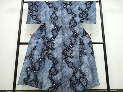 平和屋着物∴夏物　浴衣　有松鳴海絞り　蔦の葉文　綿　逸品　CABK5399ng
