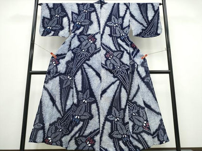 平和屋着物∴夏物　浴衣　有松鳴海絞り　杜若　綿　逸品　CABK5400ng