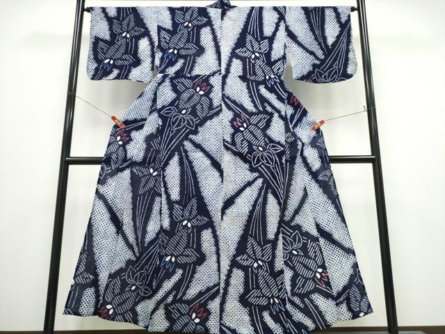 平和屋着物∴夏物　浴衣　有松鳴海絞り　杜若　綿　逸品　CABK5400ng