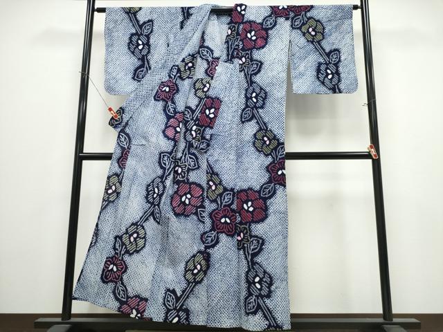 平和屋着物∴夏物　浴衣　有松鳴海絞り　枝花文　綿　逸品　CABK5404ng