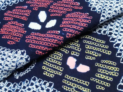平和屋着物∴夏物　浴衣　有松鳴海絞り　枝花文　綿　逸品　CABK5404ng