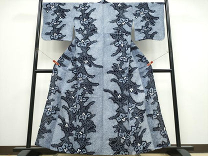 平和屋着物∴夏物　浴衣　有松鳴海絞り　杜若　綿　逸品　CABK5405ng
