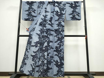 平和屋着物∴夏物　浴衣　有松鳴海絞り　杜若　綿　逸品　CABK5405ng