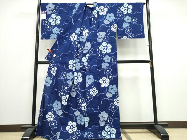 平和屋着物∴夏物　竹田嘉兵衛商店　絞りの開祖　竹田庄九郎　浴衣　有松鳴海絞り　捻じ花文　綿　逸品　未使用　CABK5407ng