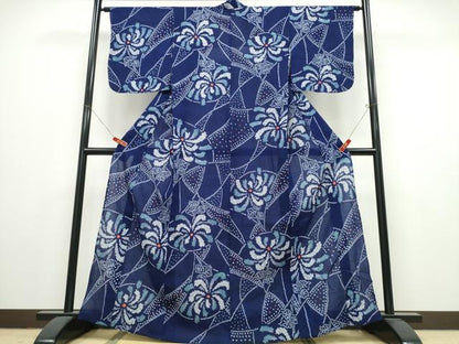 平和屋着物∴夏物　浴衣　有松鳴海絞り　乱菊　綿　逸品　CABK5408ng