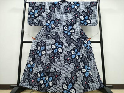 平和屋着物∴夏物　浴衣　有松鳴海絞り　草花文　綿　逸品　未使用　CABK5411ng