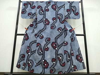 平和屋着物∴夏物　浴衣　有松鳴海絞り　唐草文　綿　逸品　CABK5413ng
