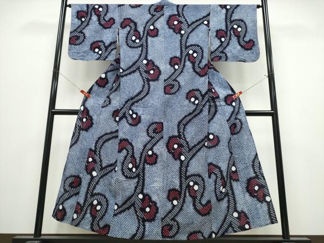 平和屋着物∴夏物　浴衣　有松鳴海絞り　唐草文　綿　逸品　CABK5413ng