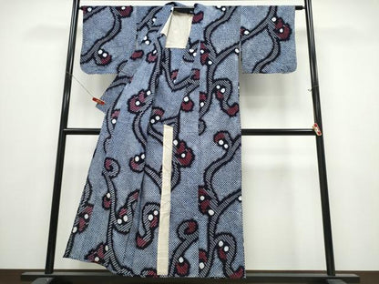 平和屋着物∴夏物　浴衣　有松鳴海絞り　唐草文　綿　逸品　CABK5413ng