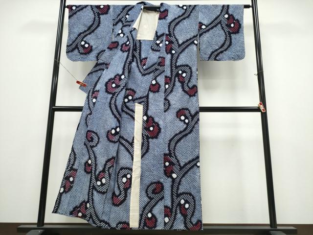 平和屋着物∴夏物　浴衣　有松鳴海絞り　唐草文　綿　逸品　CABK5413ng