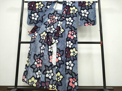 平和屋着物∴夏物　浴衣　有松鳴海絞り　椿　綿　逸品　CABK5414ng