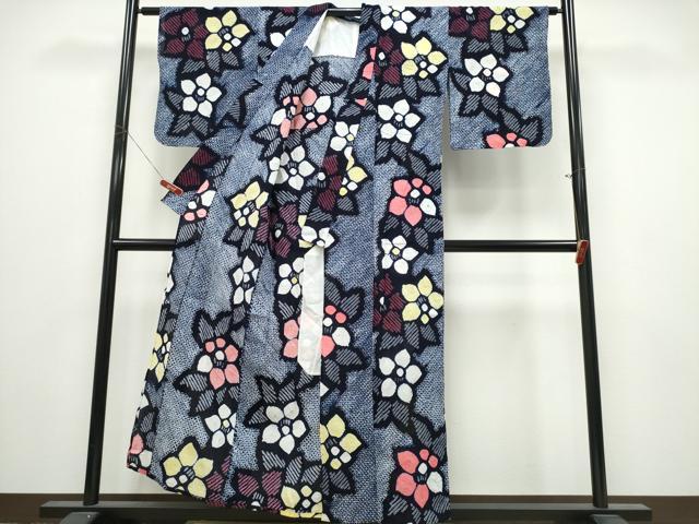 平和屋着物∴夏物　浴衣　有松鳴海絞り　椿　綿　逸品　CABK5414ng