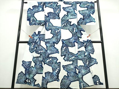 平和屋着物∴夏物　浴衣　有松鳴海絞り　舞蝶文　綿　逸品　CABK5417ng
