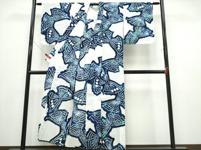 平和屋着物∴夏物　浴衣　有松鳴海絞り　舞蝶文　綿　逸品　CABK5417ng
