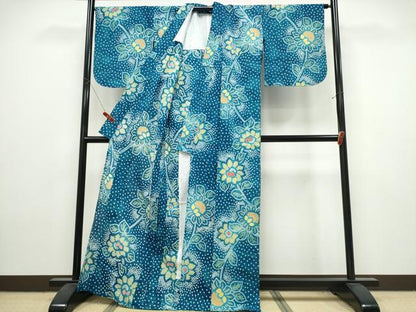 平和屋着物∴夏物　浴衣　有松鳴海絞り　枝花文　綿　逸品　CABK5418ng