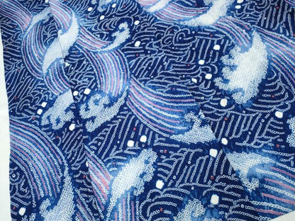 平和屋着物∴夏物　浴衣　有松鳴海絞り　立波文　綿　逸品　CABK5421ng