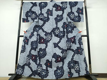 平和屋着物∴夏物　浴衣　有松鳴海絞り　枝花文　綿　逸品　CABK5425ng