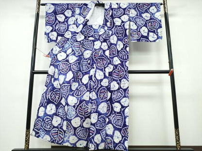 平和屋着物∴夏物　浴衣　有松鳴海絞り　舞葉文　綿　逸品　CABK5426ng