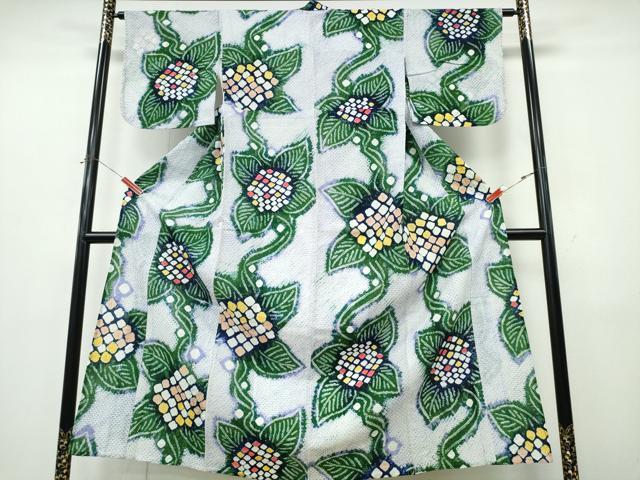 平和屋着物∴夏物　浴衣　有松鳴海絞り　紫陽花　綿　逸品　CABK5432ng