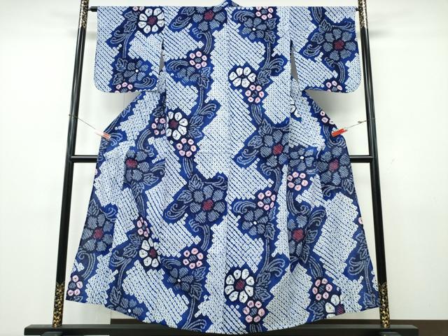 平和屋着物∴夏物　浴衣　有松鳴海絞り　立浪菊文　綿　逸品　CABK5433ng