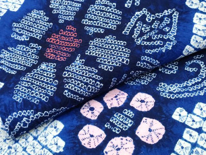 平和屋着物∴夏物　浴衣　有松鳴海絞り　立浪菊文　綿　逸品　CABK5433ng