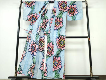 平和屋着物∴夏物　浴衣　有松鳴海絞り　舞花文　綿　逸品　CABK5434ng
