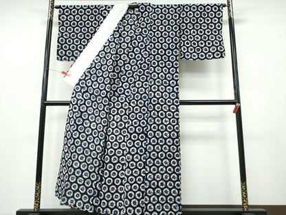平和屋着物∴夏物　浴衣　有松鳴海絞り　丸文　綿　逸品　CABK5435ng