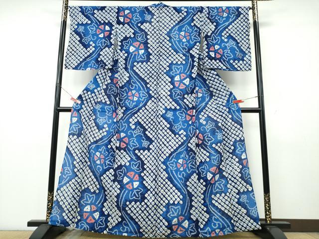 平和屋着物∴夏物　浴衣　有松鳴海絞り　朝顔　やまと誂製　綿　逸品　CABK5443ng