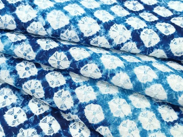 平和屋着物∴夏物　浴衣　有松鳴海絞り　蜘蛛絞り　霞文　綿　逸品　CABK5444ng